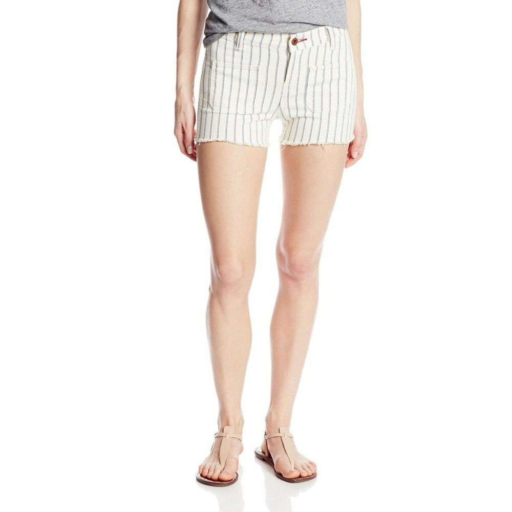 Lucky Brand Patch Pocket White Denim‎ Shorts Flat Lawton Striped Size 30